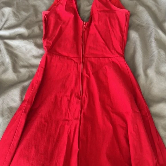 Solemio red flare low cut party mini dress - Picture 12 of 12